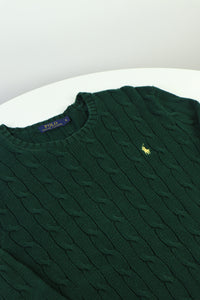 Ralph Lauren kabeltrui met ronde hals - S