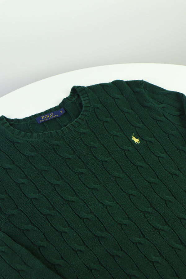 Ralph Lauren kabeltrui met ronde hals - S