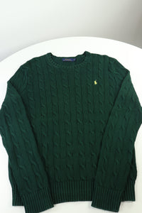 Ralph Lauren kabeltrui met ronde hals - S