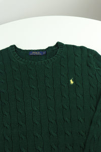 Ralph Lauren kabeltrui met ronde hals - S