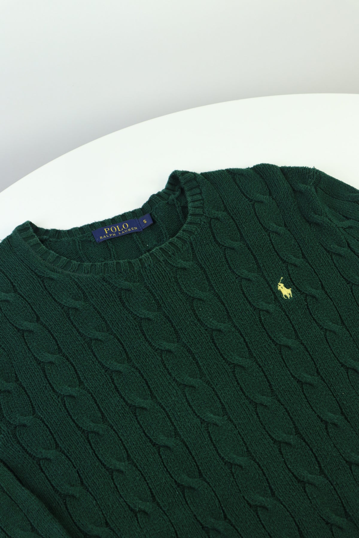 Ralph Lauren kabeltrui met ronde hals - S