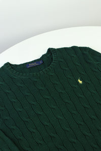 Ralph Lauren kabeltrui met ronde hals - S