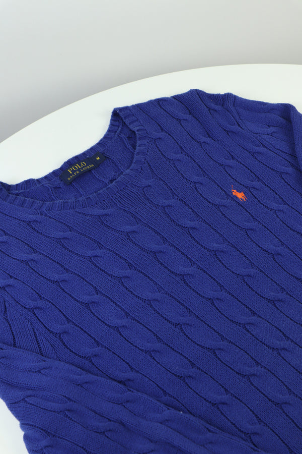 Ralph Lauren kabeltrui met ronde hals - M