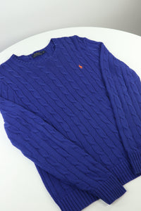 Ralph Lauren kabeltrui met ronde hals - M