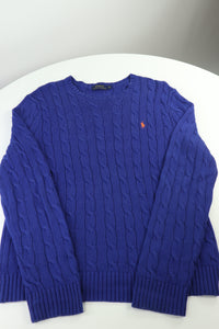 Ralph Lauren kabeltrui met ronde hals - M