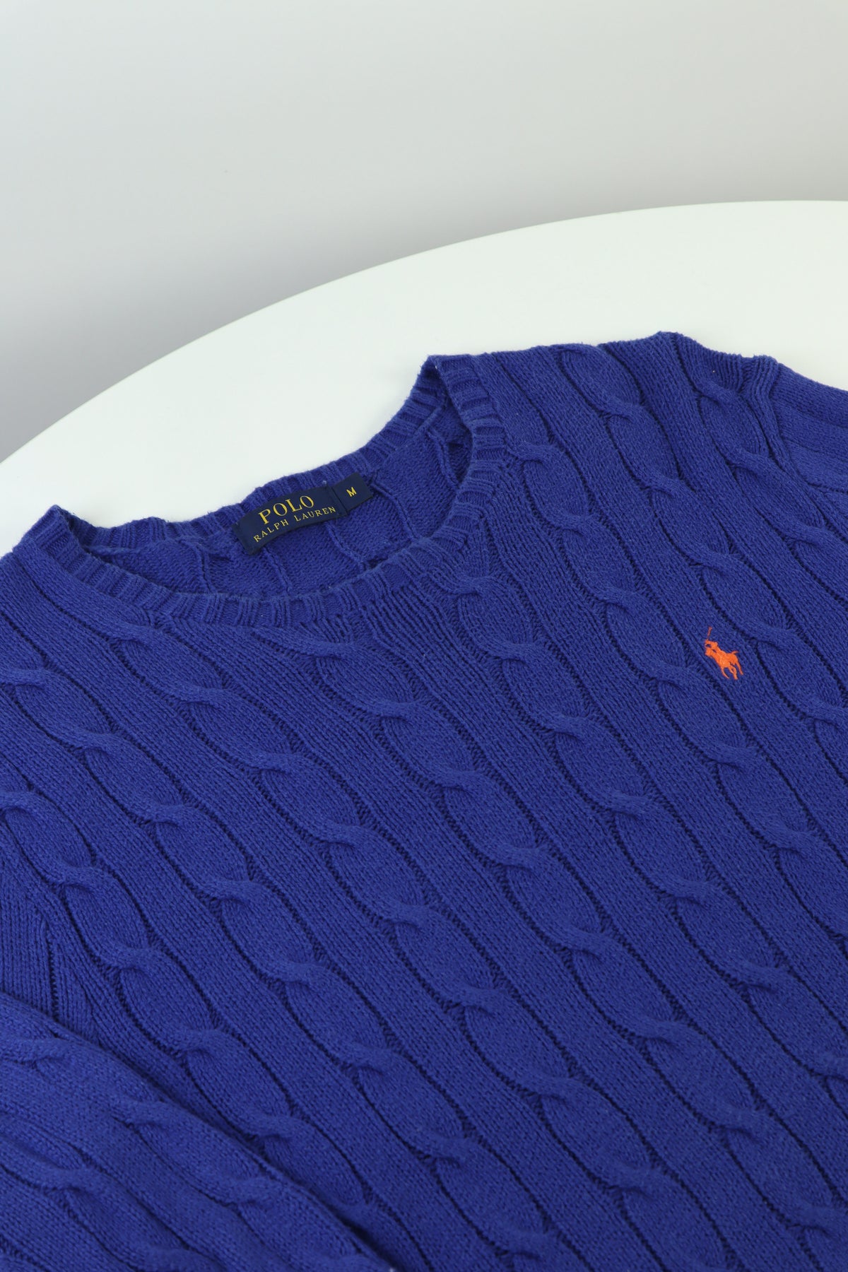 Ralph Lauren kabeltrui met ronde hals - M