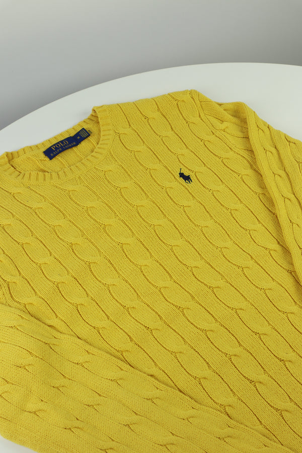 Ralph Lauren kabeltrui met ronde hals - M