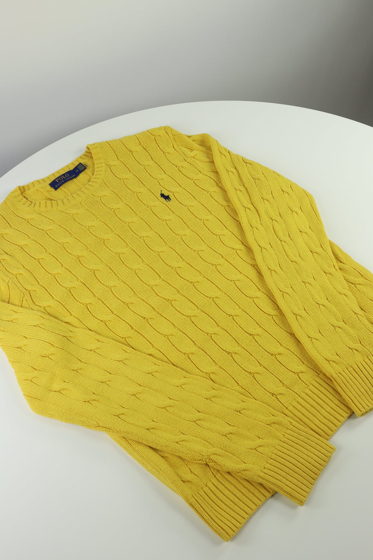 Ralph Lauren kabeltrui met ronde hals - M