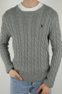 Ralph Lauren kabeltrui met ronde hals - S