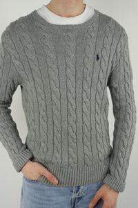 Ralph Lauren kabeltrui met ronde hals - S