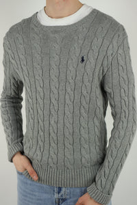Ralph Lauren kabeltrui met ronde hals - S