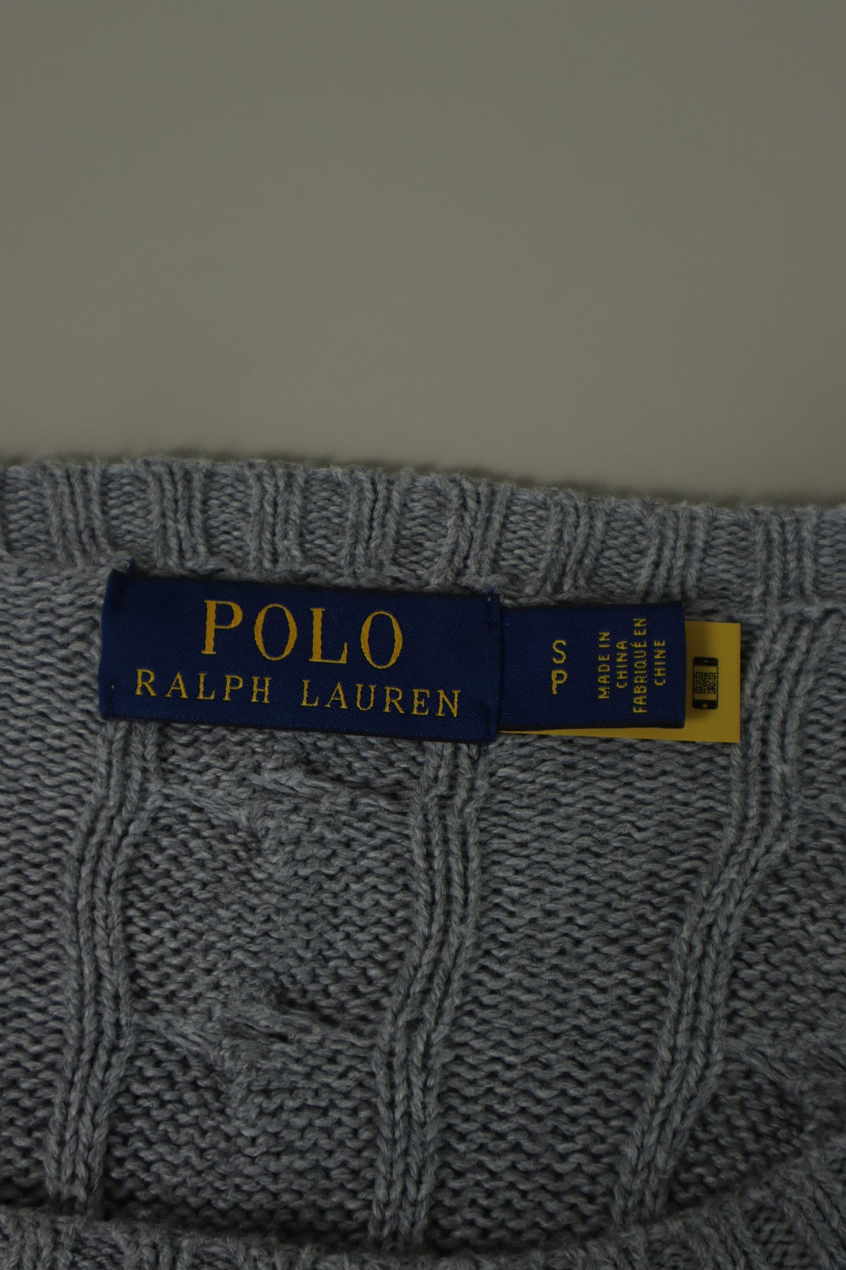 Ralph Lauren kabeltrui met ronde hals - S