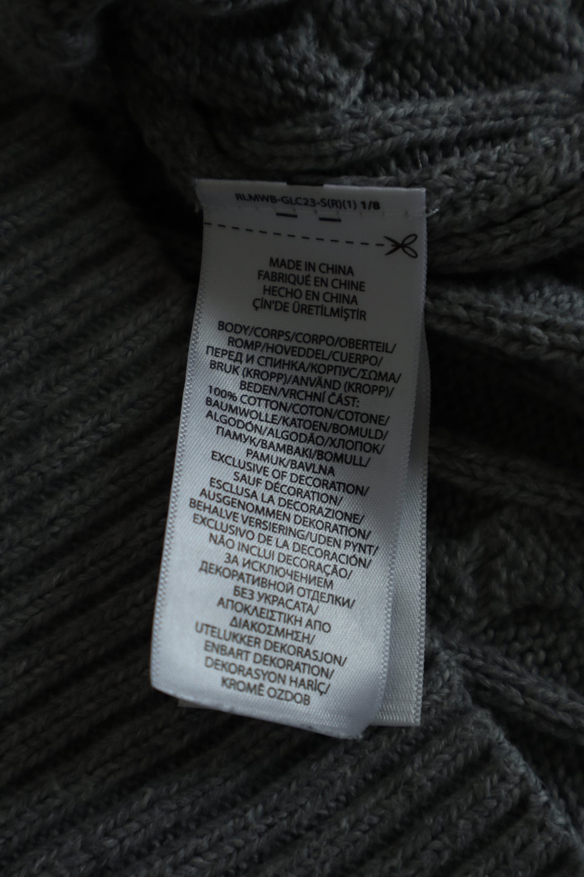 Ralph Lauren kabeltrui met ronde hals - S