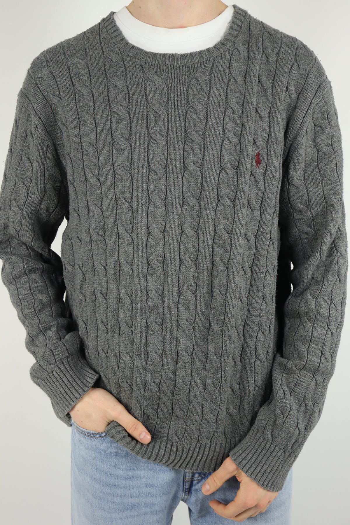 Ralph Lauren kabeltrui met ronde hals - XL