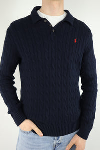 Ralph Lauren kabeltrui met knoopjes - M