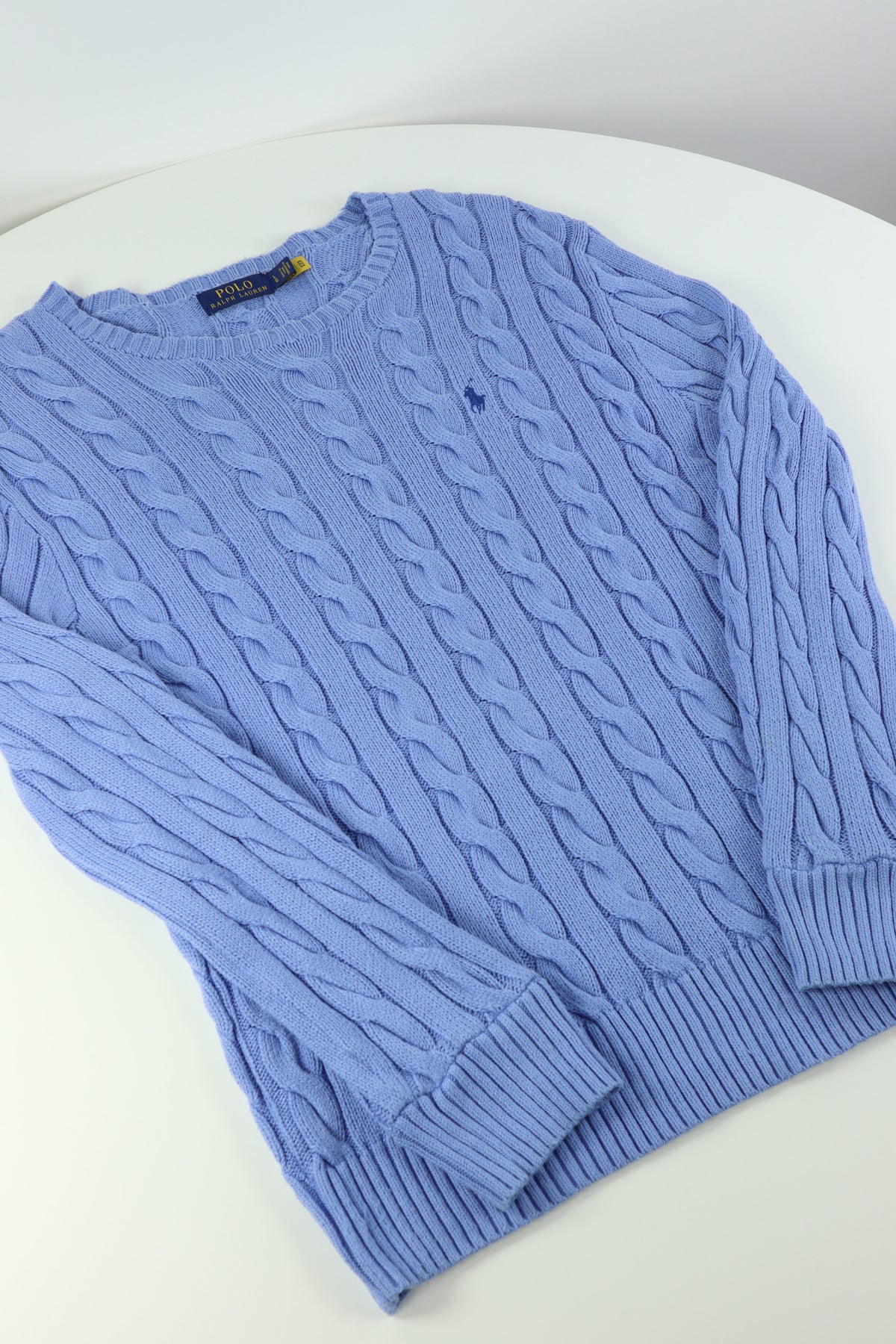 Ralph Lauren kabeltrui met ronde hals - M