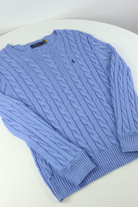 Ralph Lauren kabeltrui met ronde hals - M