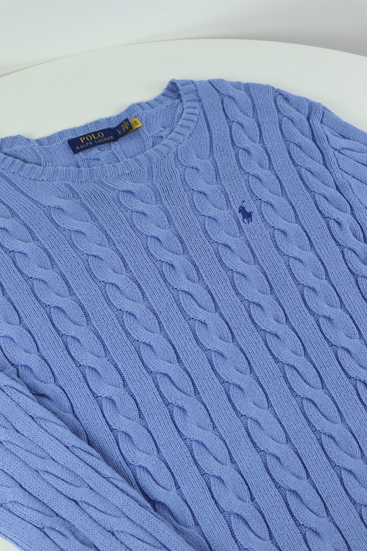 Ralph Lauren kabeltrui met ronde hals - M