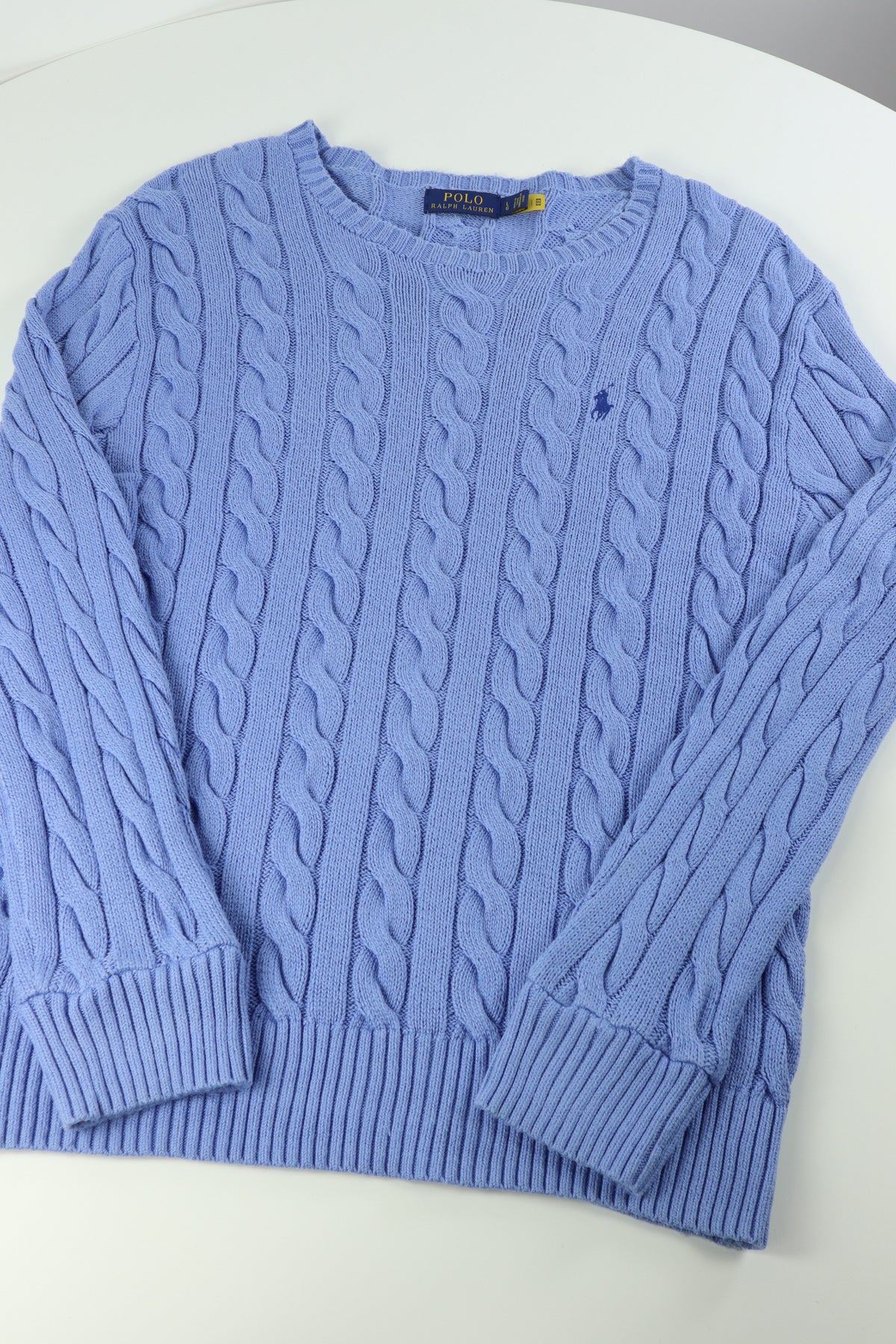 Ralph Lauren kabeltrui met ronde hals - M