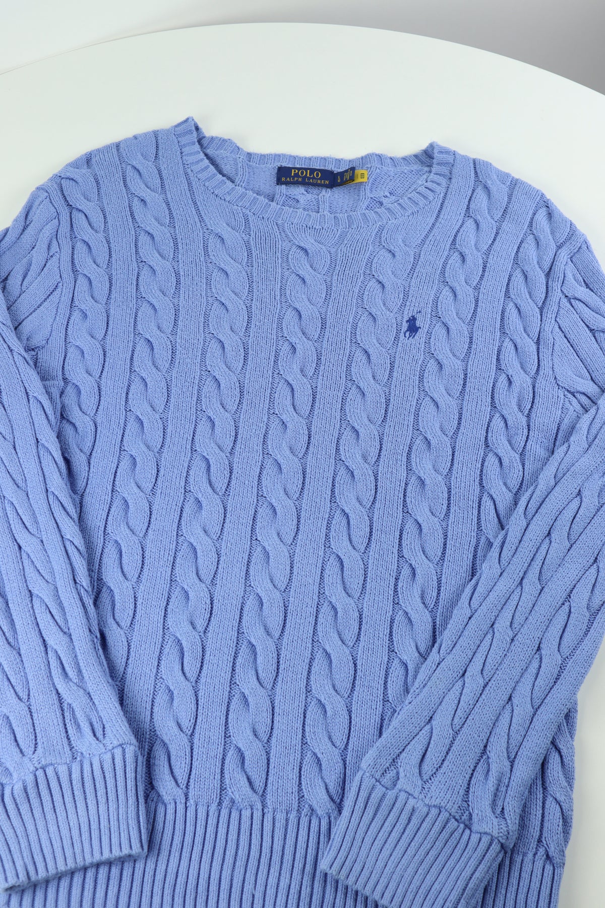 Ralph Lauren kabeltrui met ronde hals - M