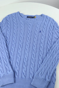 Ralph Lauren kabeltrui met ronde hals - M