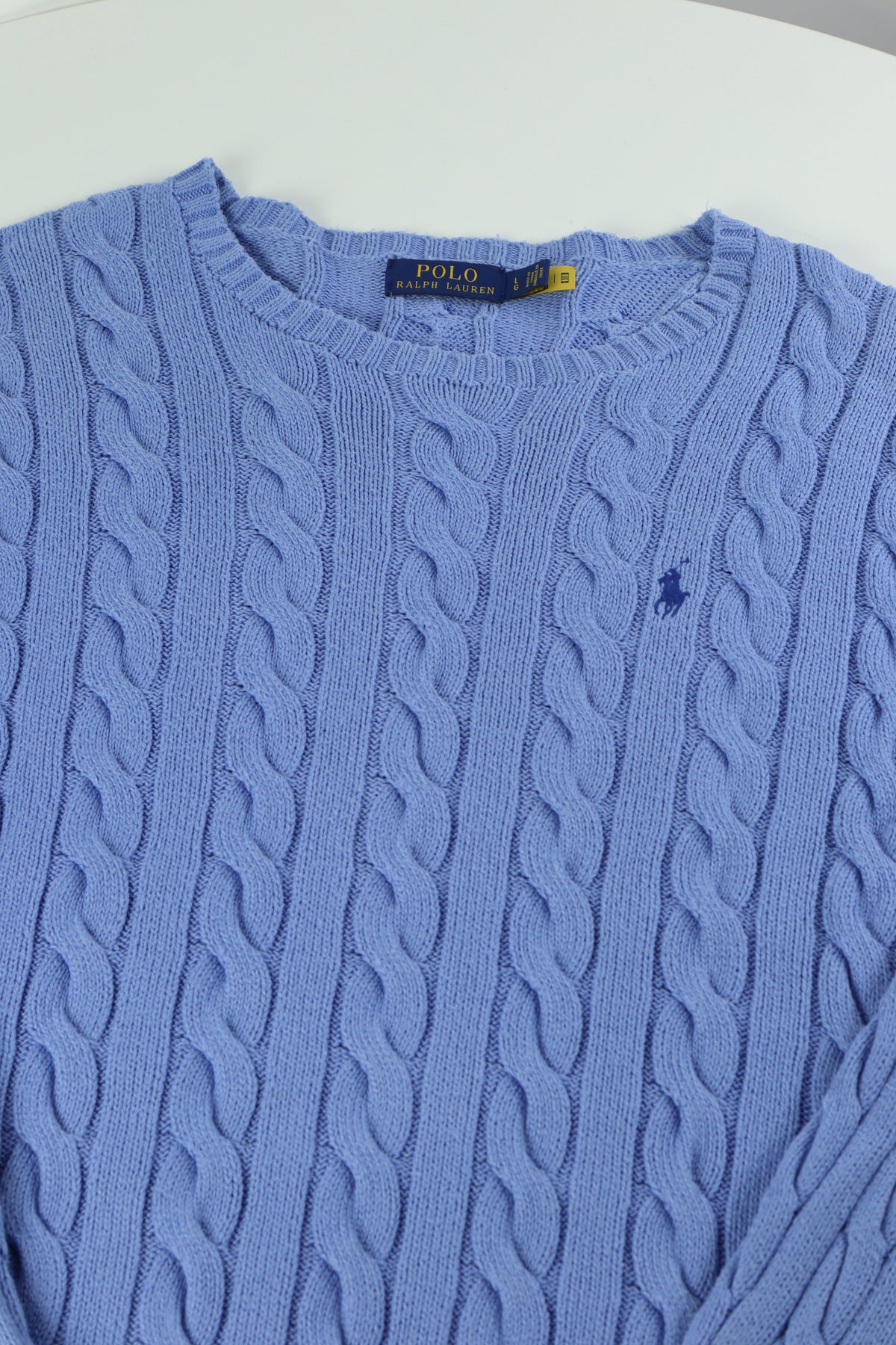 Ralph Lauren kabeltrui met ronde hals - M