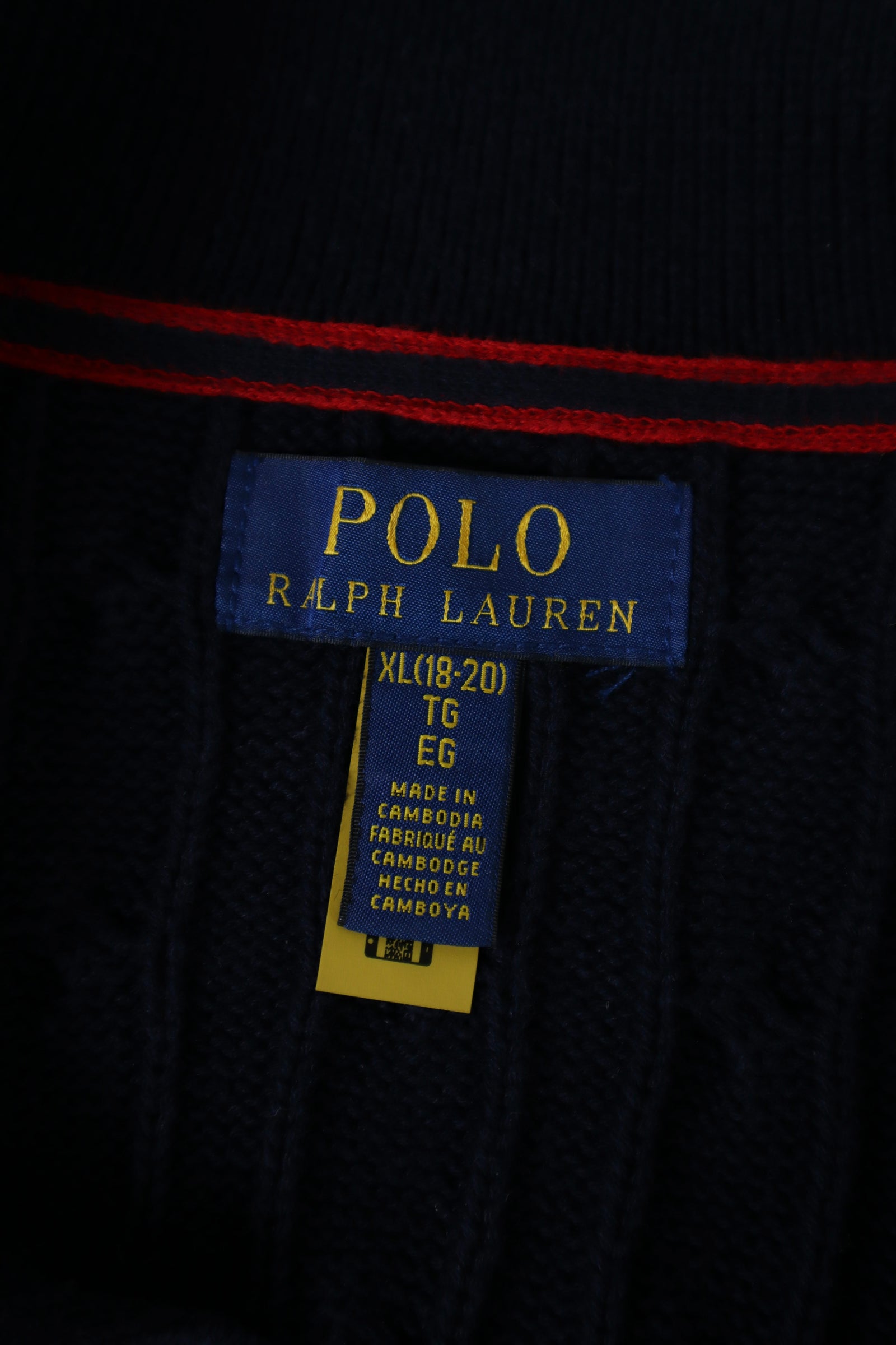 Ralph Lauren kabeltrui met knoopsluiting - M