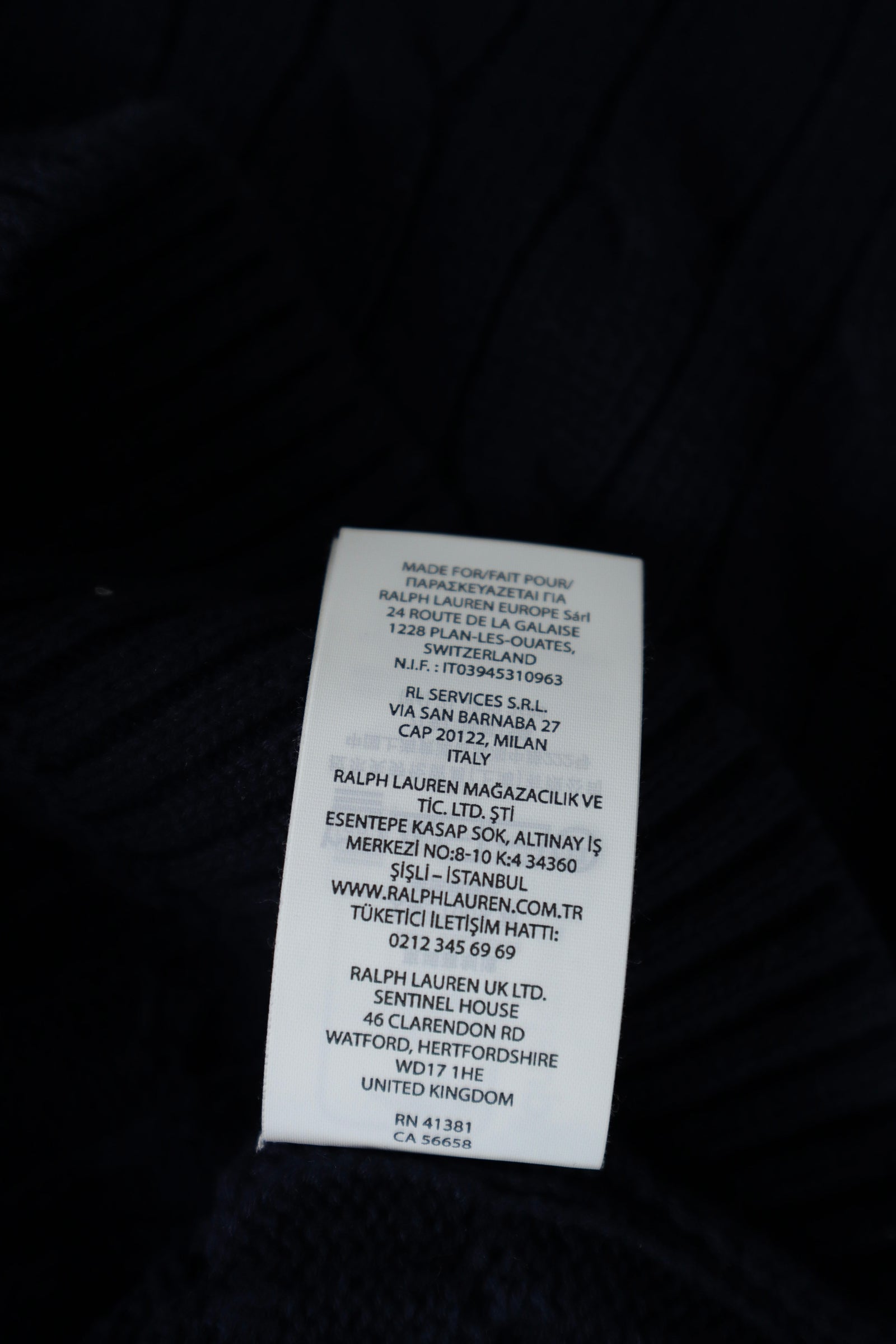 Ralph Lauren kabeltrui met knoopsluiting - M