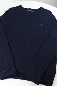 Ralph Lauren kabeltrui met ronde hals - XL