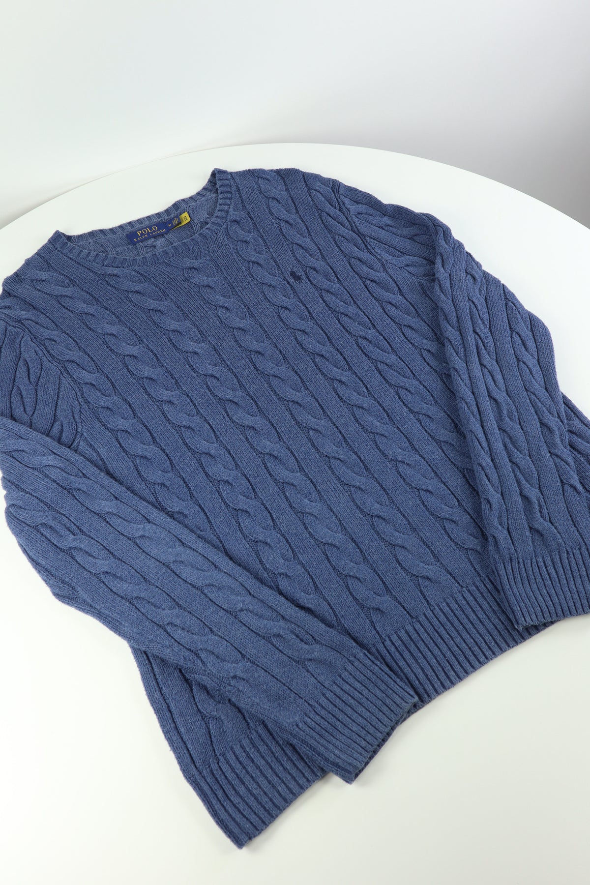 Ralph Lauren kabeltrui met ronde hals - M