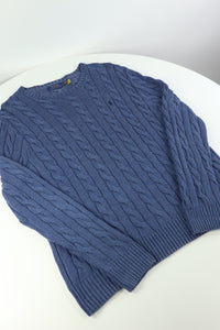 Ralph Lauren kabeltrui met ronde hals - M