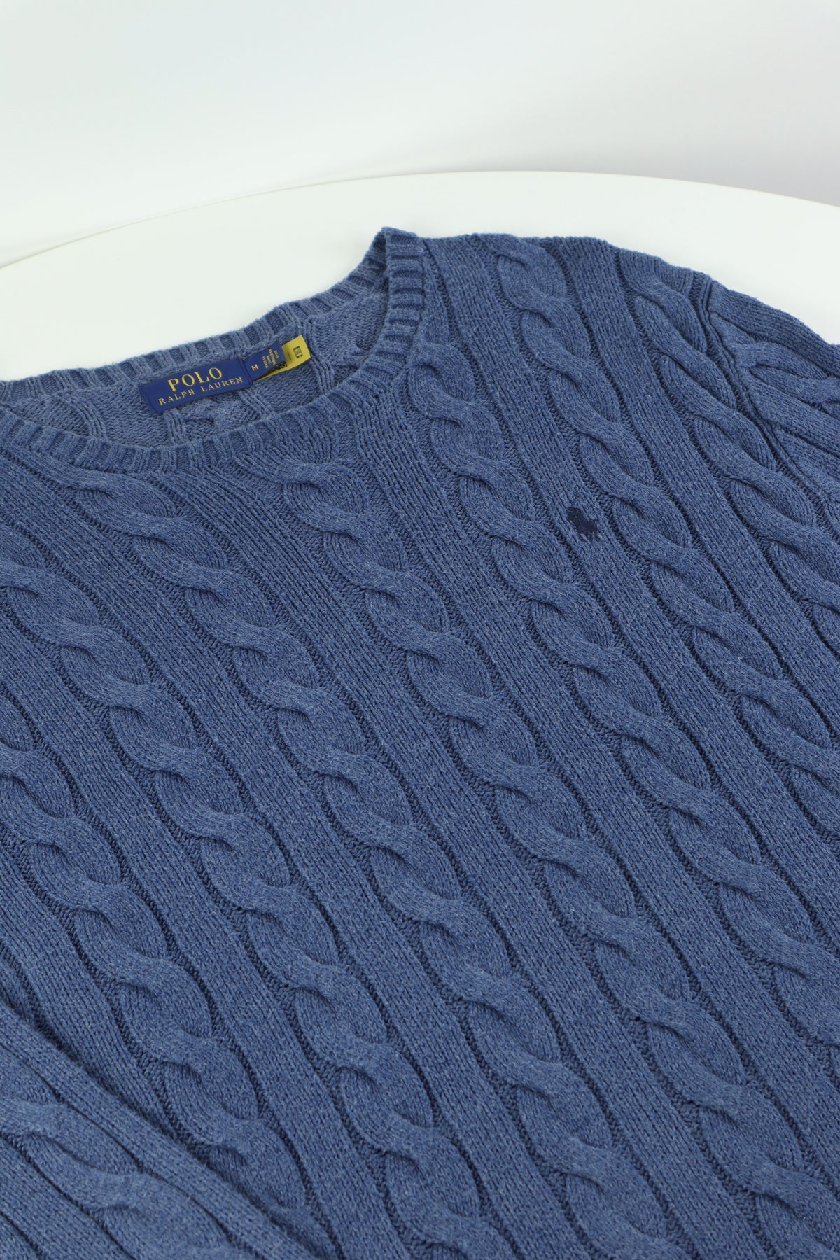 Ralph Lauren kabeltrui met ronde hals - M