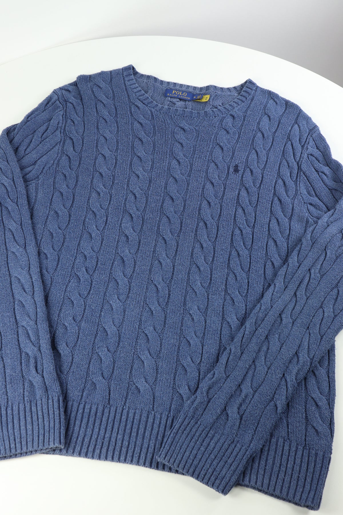 Ralph Lauren kabeltrui met ronde hals - M