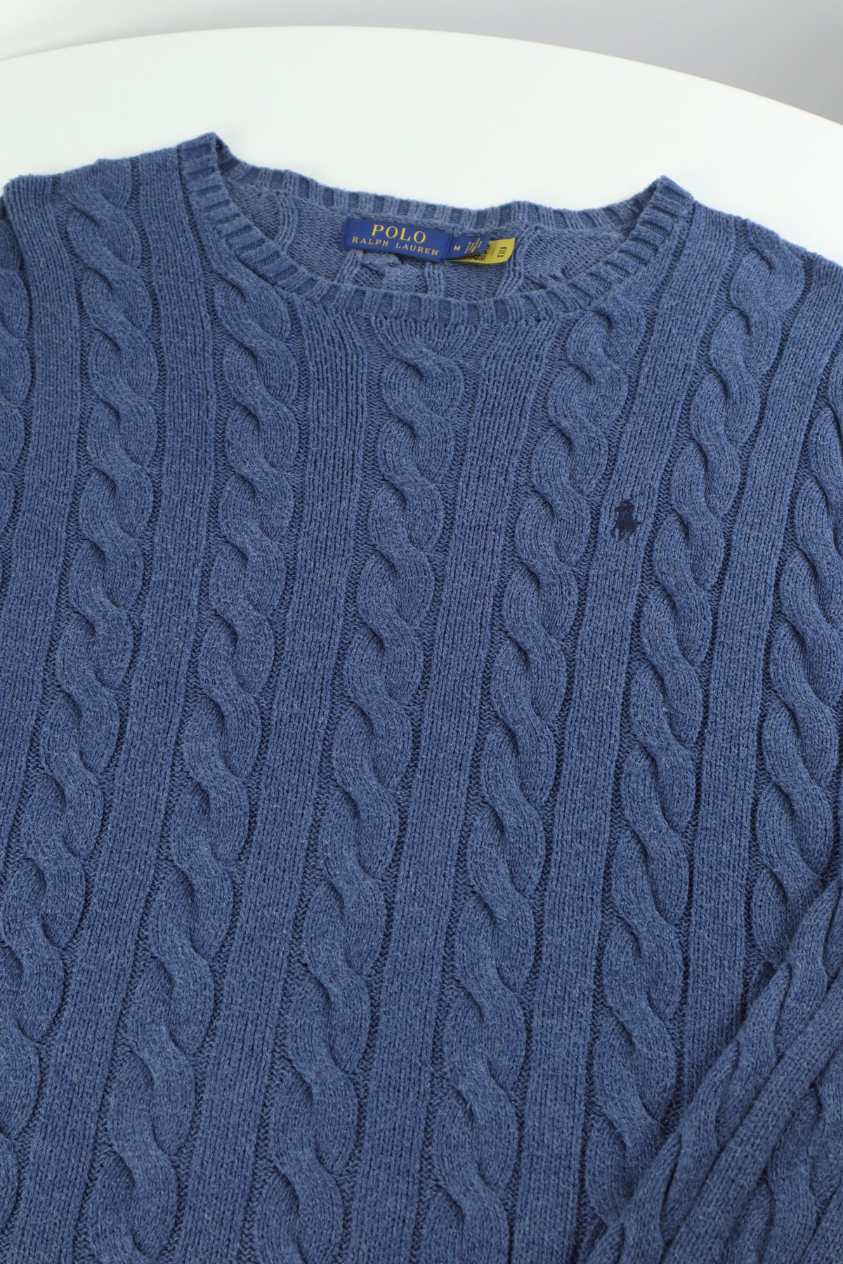 Ralph Lauren kabeltrui met ronde hals - M