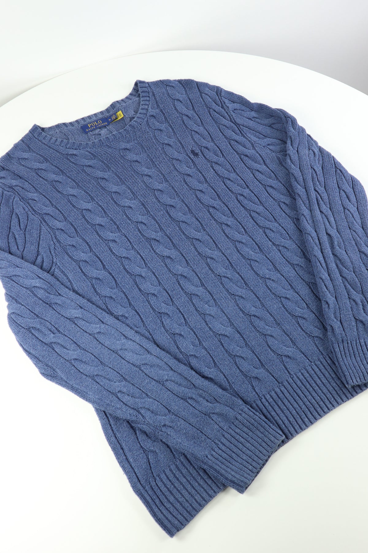 Ralph Lauren kabeltrui met ronde hals - M