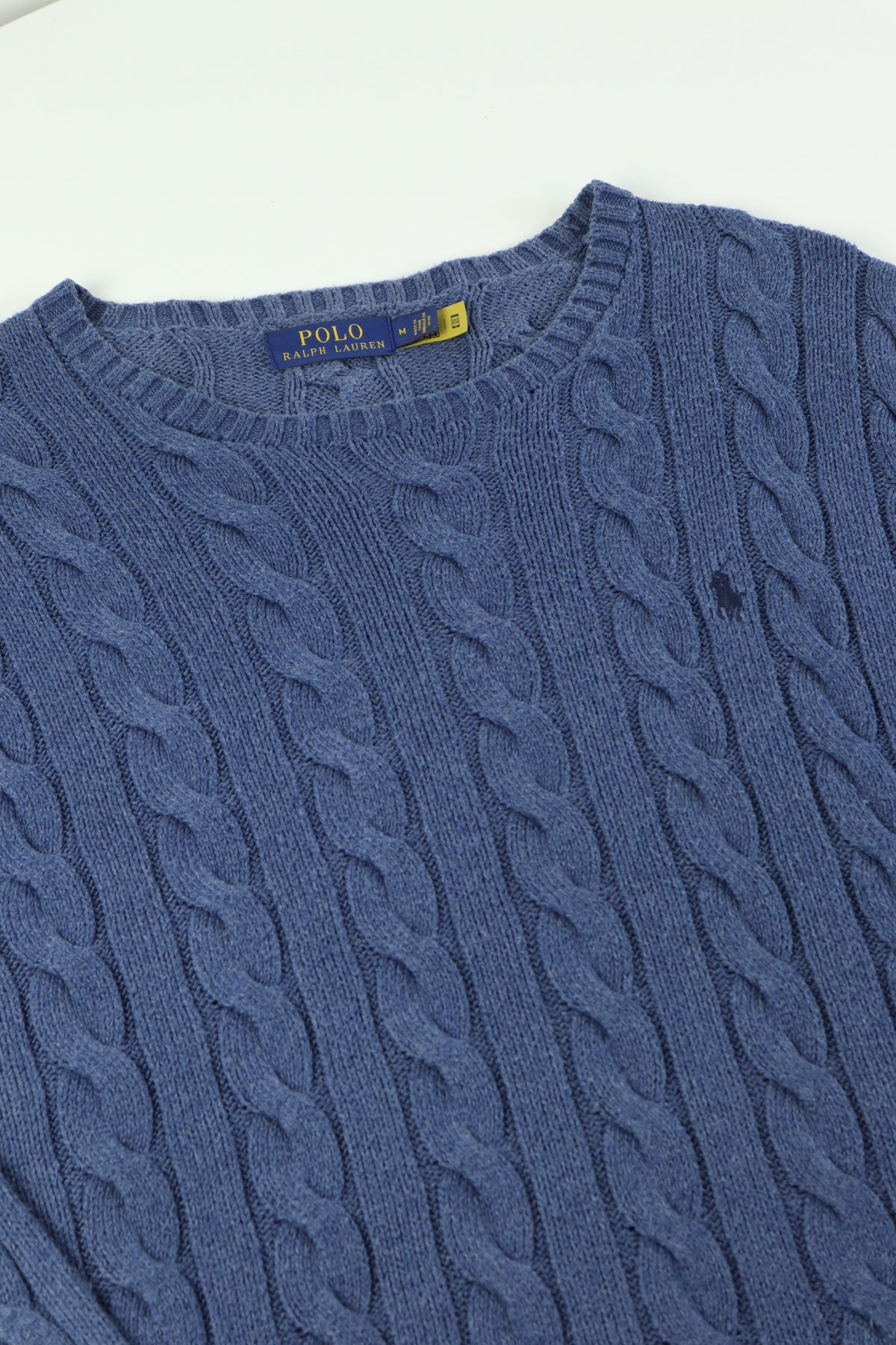 Ralph Lauren kabeltrui met ronde hals - M