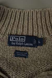 Ralph Lauren trui met kwart rits linnen - L