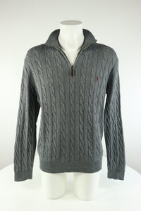 Ralph Lauren kabeltrui met kwart rits - L