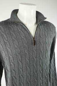 Ralph Lauren kabeltrui met kwart rits - L