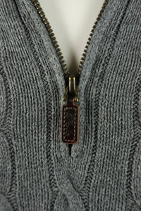 Ralph Lauren kabeltrui met kwart rits - L