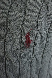 Ralph Lauren kabeltrui met kwart rits - L