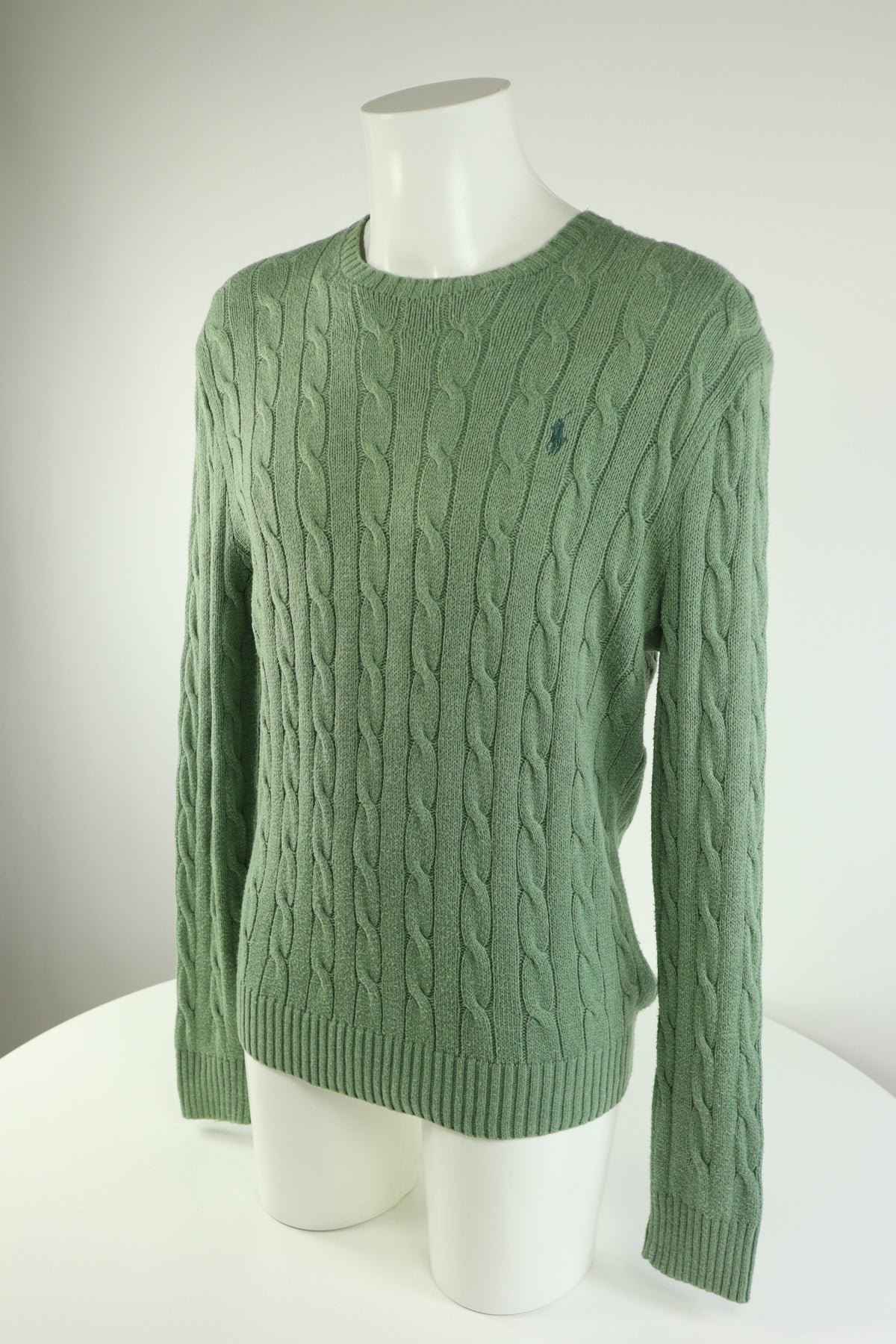 Ralph Lauren kabeltrui met ronde hals - M