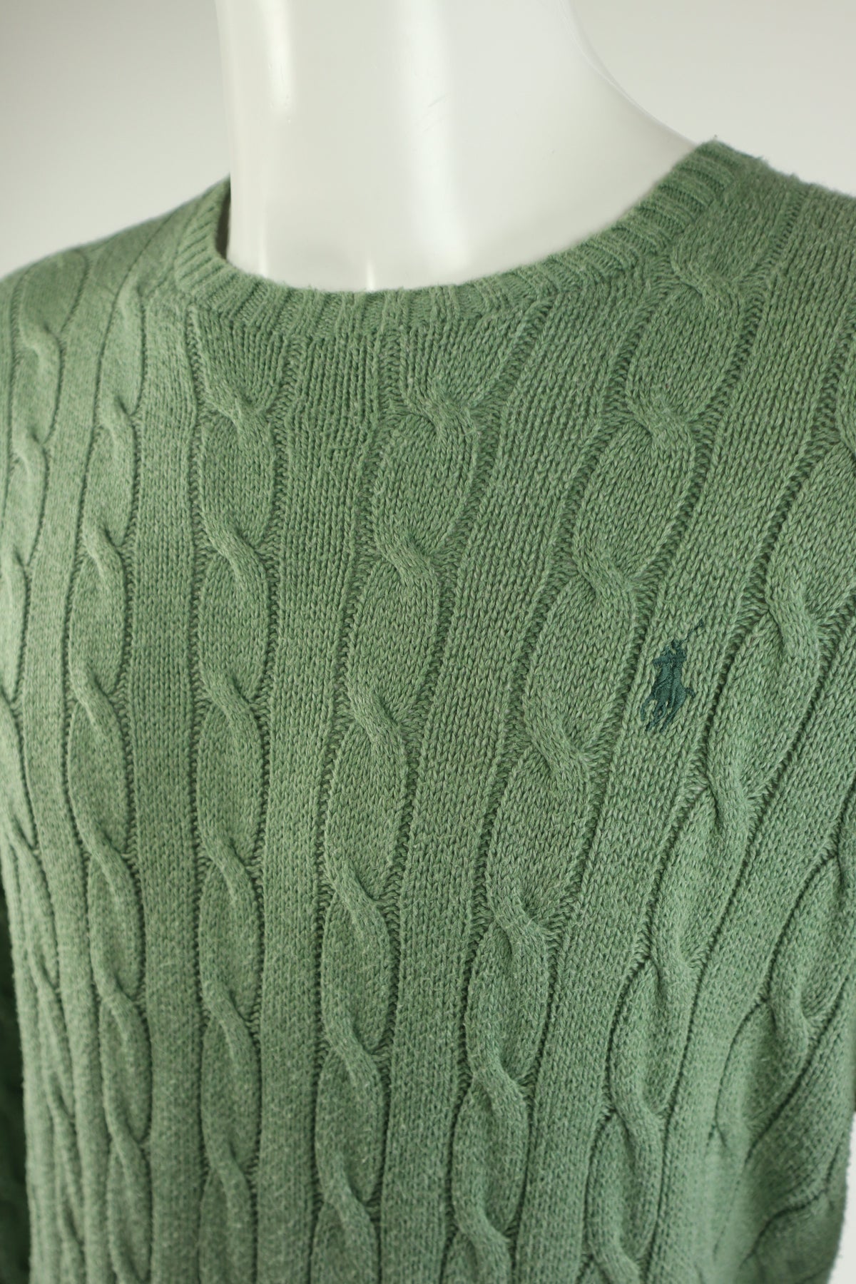 Ralph Lauren kabeltrui met ronde hals - M