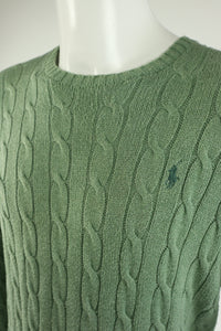 Ralph Lauren kabeltrui met ronde hals - M