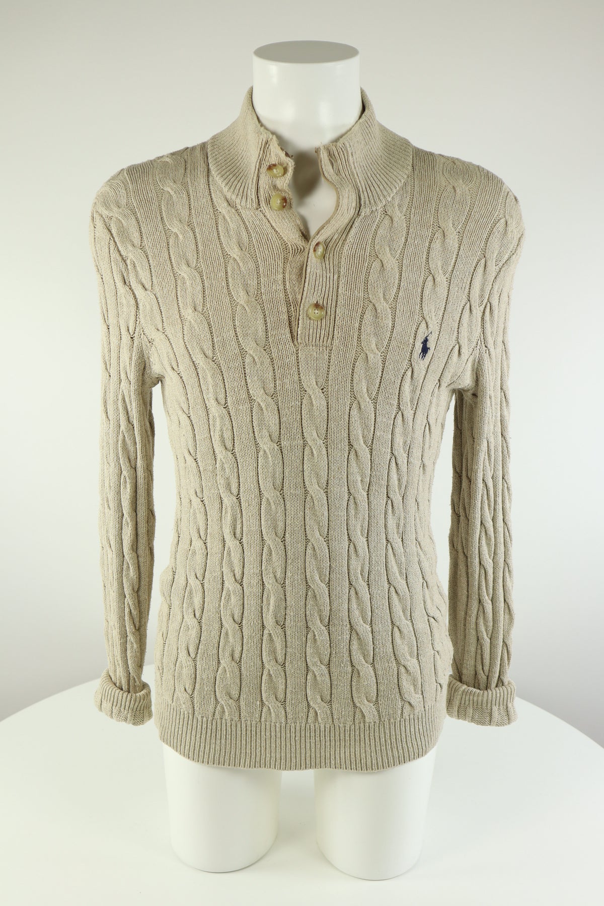 Ralph Lauren kabeltrui met knoopjes - S/M