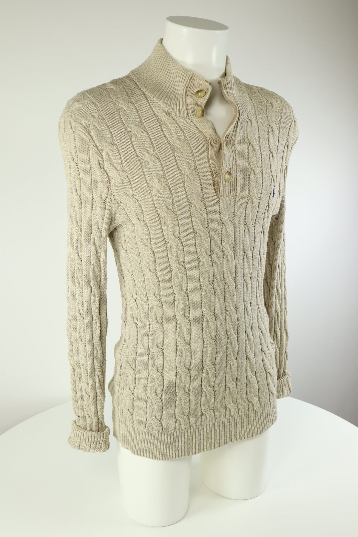 Ralph Lauren kabeltrui met knoopjes - S/M