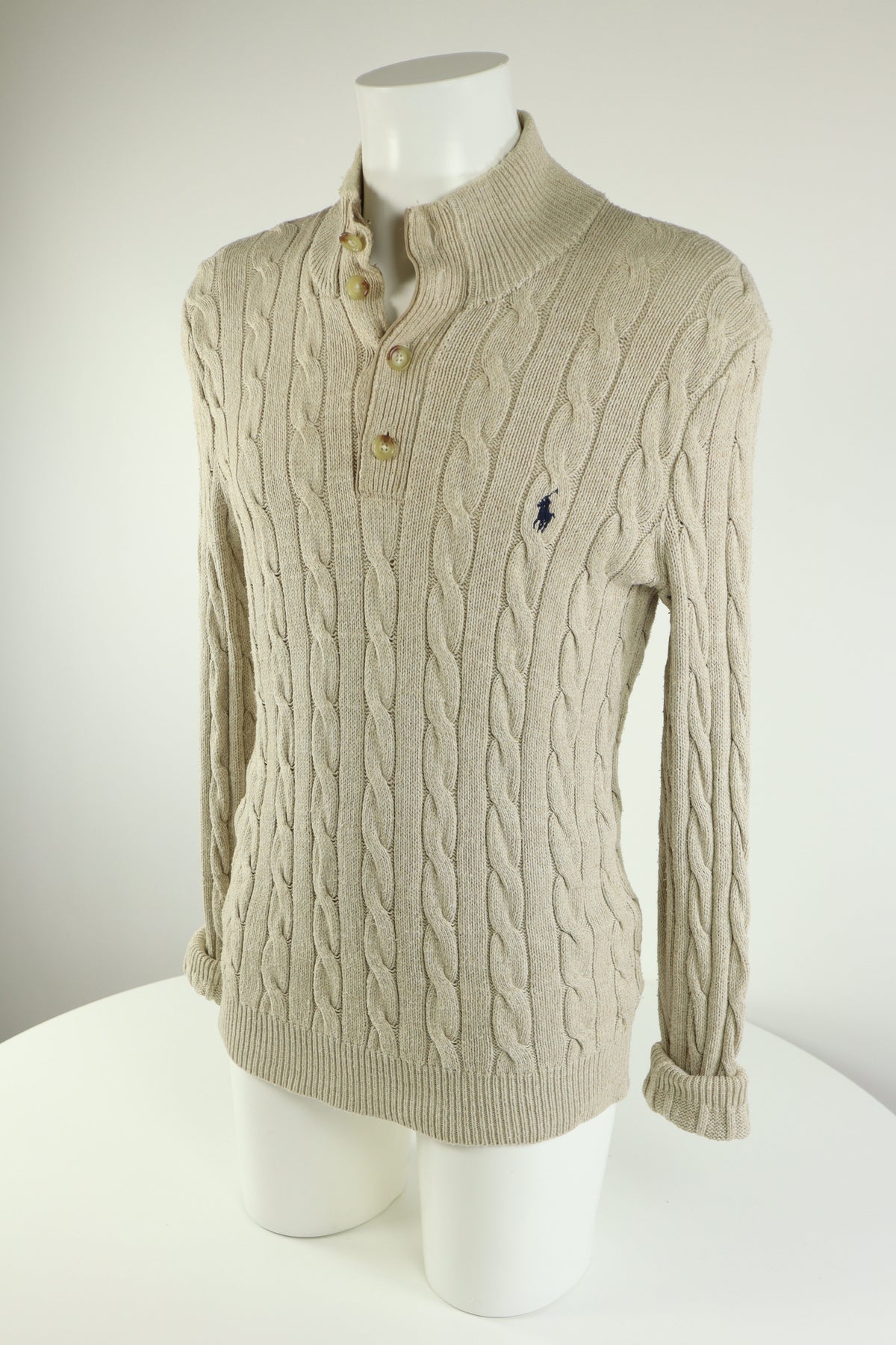 Ralph Lauren kabeltrui met knoopjes - S/M