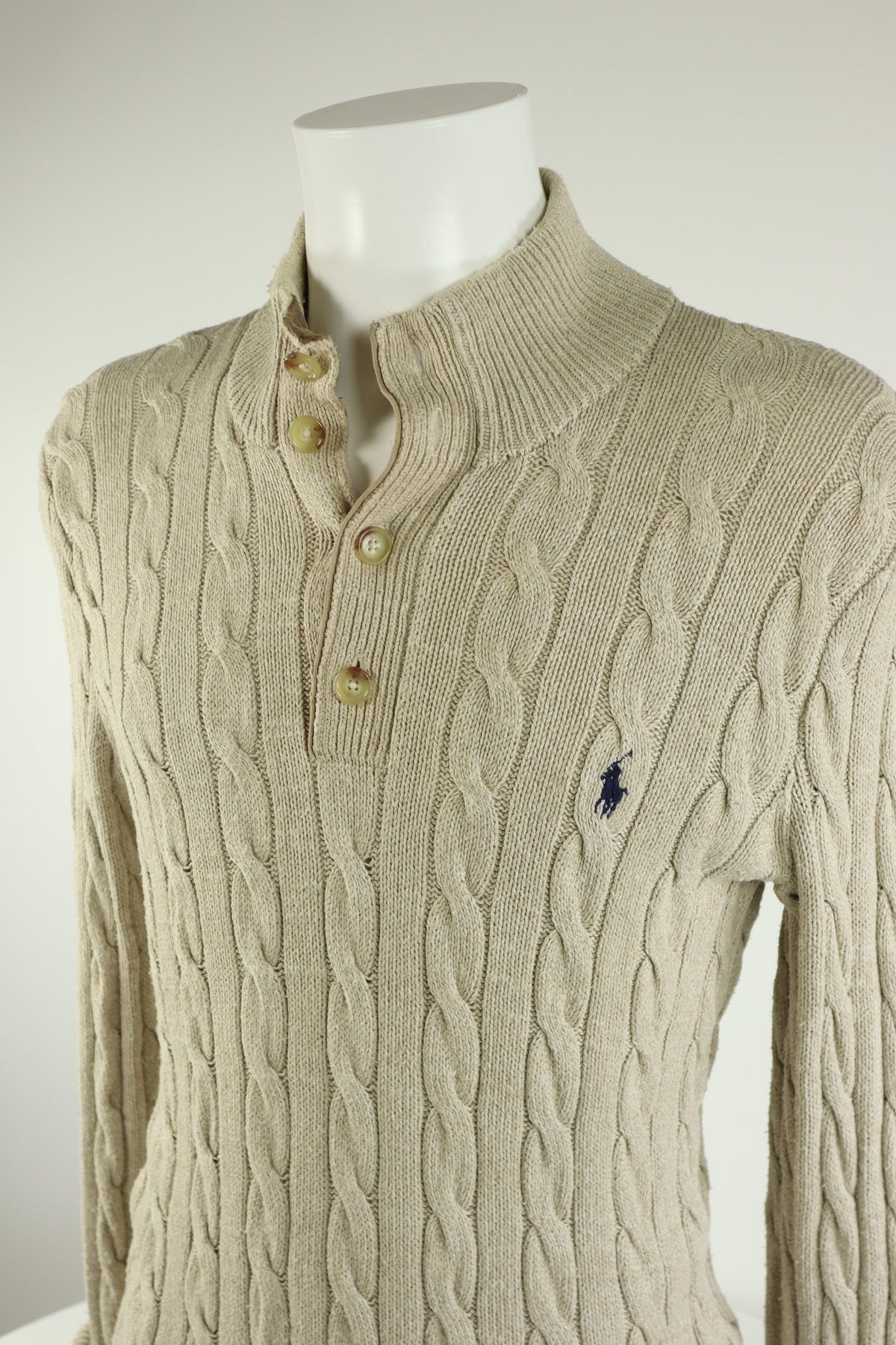 Ralph Lauren kabeltrui met knoopjes - S/M