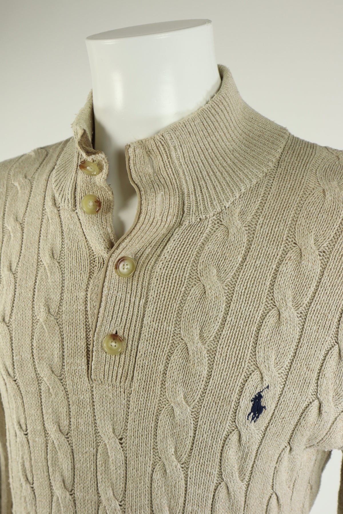 Ralph Lauren kabeltrui met knoopjes - S/M