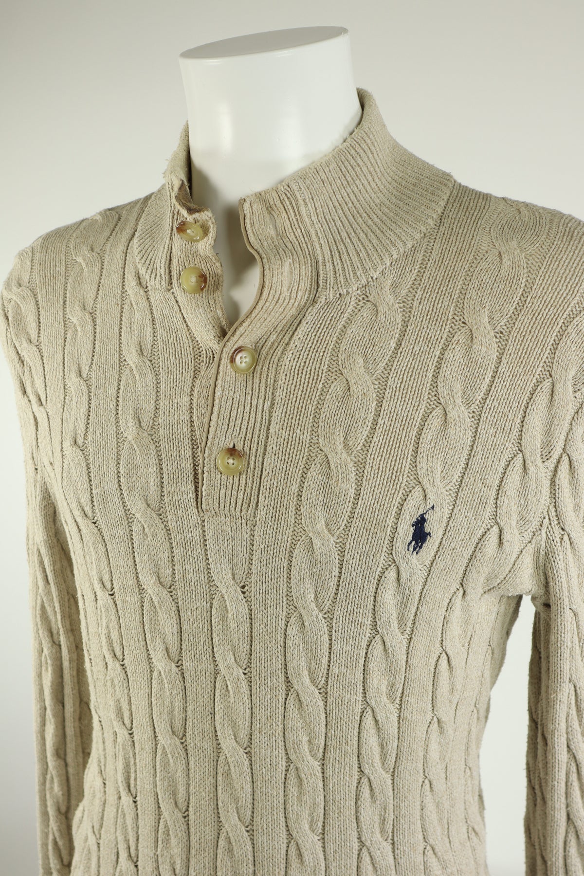 Ralph Lauren kabeltrui met knoopjes - S/M